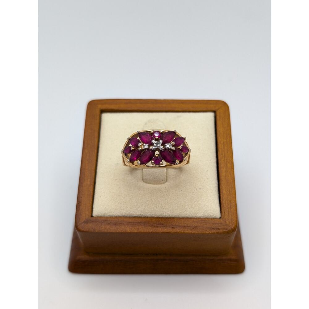 Ross-Simon Lab Created Ruby and Diamond Gold over Sterling Silver Ring Size 7